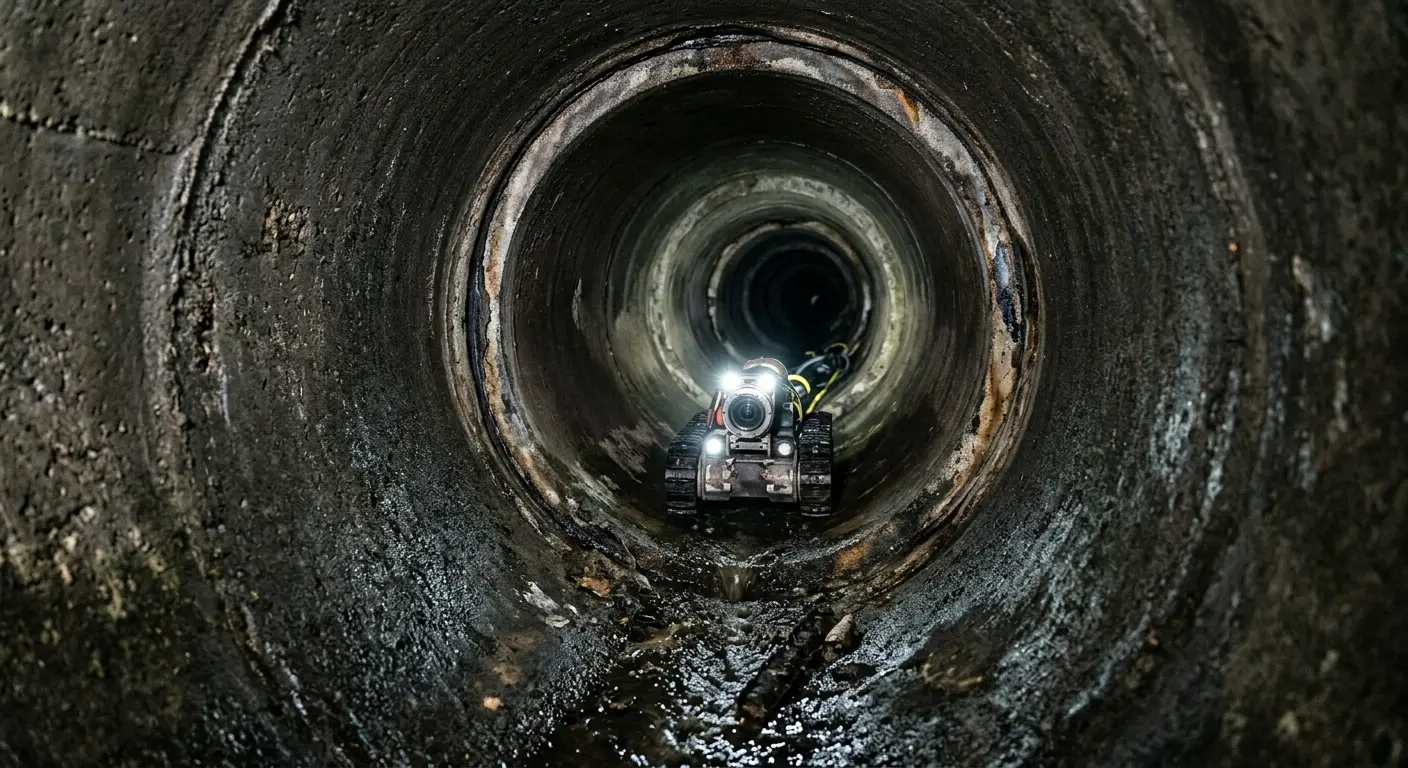Robotic sewer camera inspecting pipe interior for Drain Snake Service in La Mirada